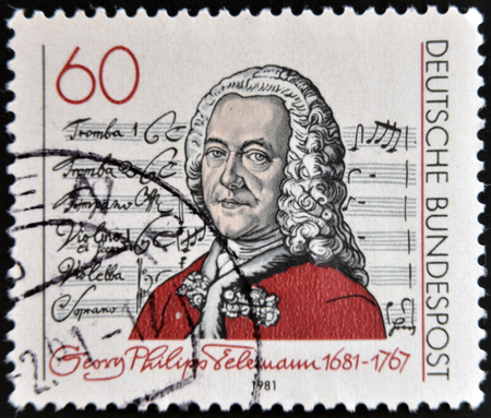 GERMANY - CIRCA 1981: A stamp printed in Germany shows Georg Philipp Telemann, circa 1981のeditorial素材