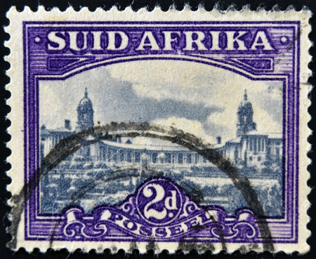 SOUTH AFRICA - CIRCA 1949: A stamp printed in South Africa shows Union Buildings, Pretoria, circa 1949 のeditorial素材
