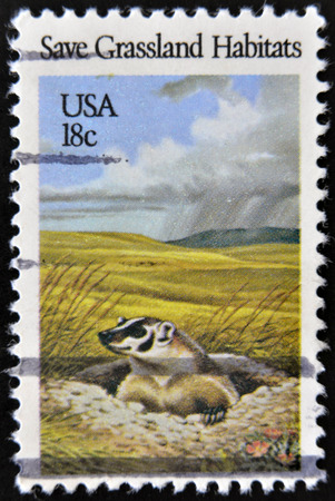 USA - CIRCA 1981: A stamp printed in United States of America shows Save Grassland habitats, circa 1981 の写真素材
