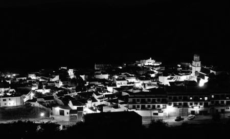 small village in the Alpujarra at night, Andalusiaの写真素材