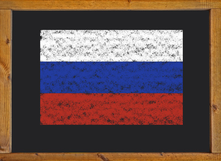 Flag of Russia on a blackboardの写真素材