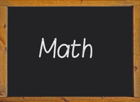 Math written on a blackboardの写真素材