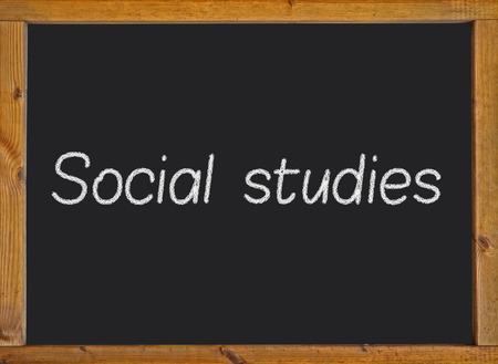 Social studies written on a blackboardの写真素材