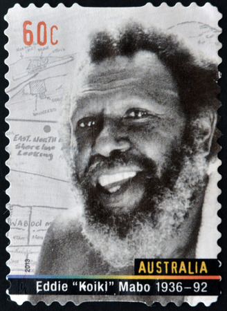 AUSTRALIA - CIRCA 2013: A stamp printed in Australia shows Eddie Koiki Mabo, circa 2013の写真素材