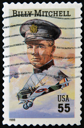 UNITED STATES OF AMERICA - CIRCA 1999: A stamp printed in USA shows Billy Mitchell, circa 1999の写真素材
