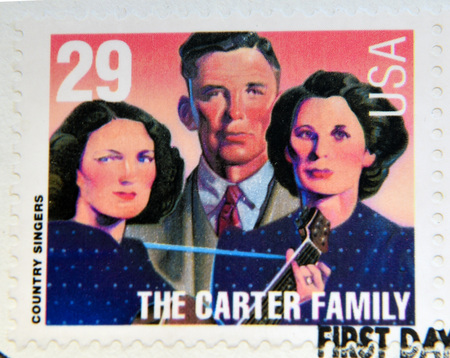 UNITED STATES OF AMERICA - CIRCA 1993: A stamp printed in USA shows The Carter Family (country singers), circa 1993.のeditorial素材