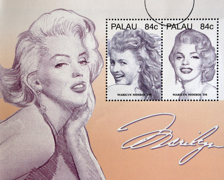 PALAU - CIRCA 2006: Stamps printed in Palau shows Marilyn Monroe, circa 2006のeditorial素材