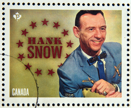 CANADA - CIRCA 2014: Stamp printed in Canada dedicated to canadian country artist, shows Hank Snow, circa 2014のeditorial素材