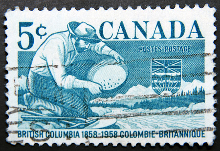 CANADA - CIRCA 1958: A stamp dedicated to British Columbiaの写真素材