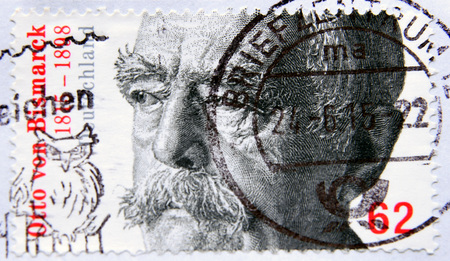 GERMANY - CIRCA 2015: A stampshows Otto von Bismarck (1815-1898), Prussian statesmanのeditorial素材