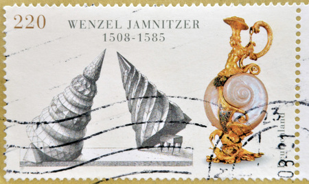 GERMANY - CIRCA 2008: A postage stamp of Germany with the theme "500th anniversary Wenzel Jamnitzer"のeditorial素材