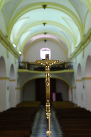 golden cross in churchのeditorial素材