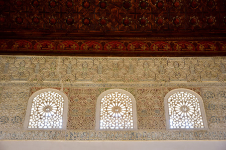 latticework of plaster of the Qubba of the Palace of the Almajarra, Granadaのeditorial素材