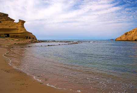 beach and rocks in Almeriaの写真素材