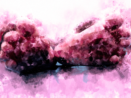 digitaly created picture of baby feetの写真素材