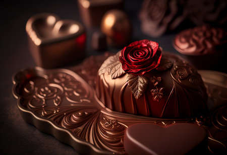 Luxury chocolate pralines. Assortment of fine chocolate candies, white, dark, and milk chocolate. Gift ideas, womens day anniversary Valentines day, mothers day. High quality photoの素材