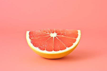 Red orange cut on a pink background. High quality photoの素材