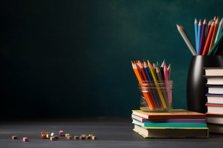 Back to school concept, stationary on the desk. High quality photoの素材