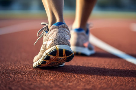 Close up view of sports running shoes, low angle. High quality photoの素材