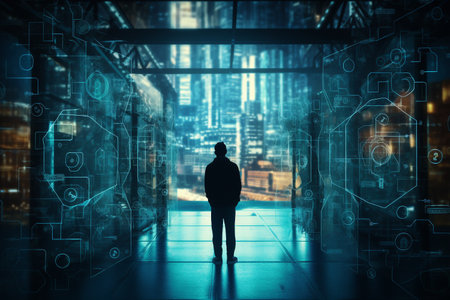 Security and data protection in technological development. High quality photoの素材