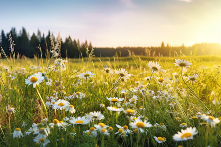 Chamomile flower field,Chamomile in the nature. High quality photoの素材