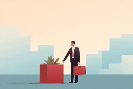 resignation concept businessman with a box leaving the job. High quality photoの素材