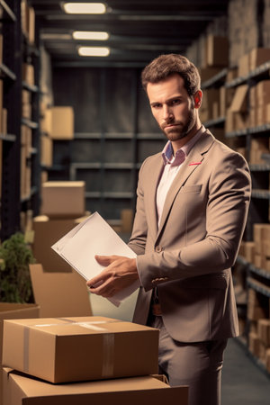 resignation concept businessman with a box leaving the job. High quality photoの素材
