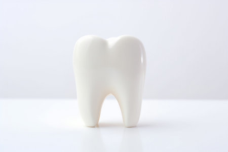 Dental Care concept. A healthy white tooth isolated on light background. High quality photoの素材