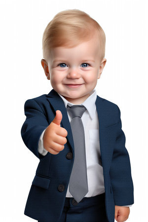 Adorable baby toddler showing thumb up. High quality photoの素材