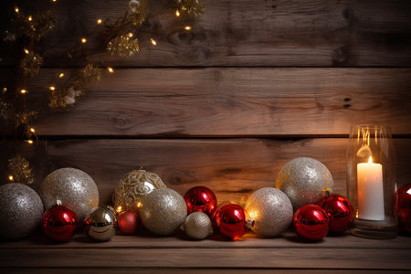 christmas decoration on wooden background . High quality photoの素材