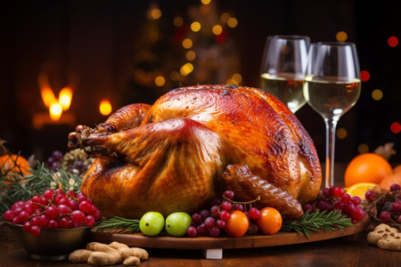 Christmas turkey. Traditional festive food for Christmas or Thanksgiving. High quality photoの素材