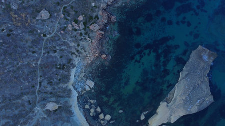 Tat-Tonn or Spritzing rock, snorkeling point between Qarraba Bay and TaBabu Cove, Ghajn Tuffieha,...