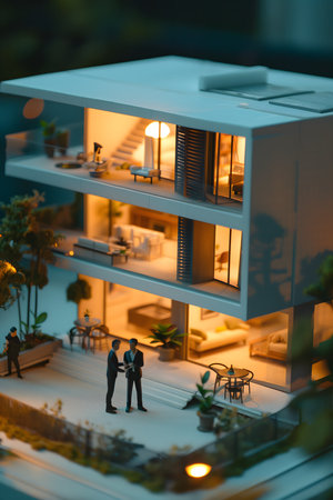 Real estate investment. Close up of a model house. Mortgage. High quality photoの素材