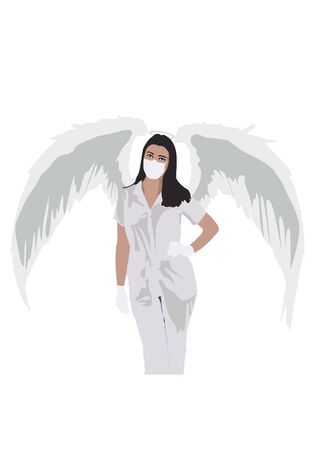 Vector image medical guardian angel, coronovirus controlのイラスト素材