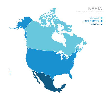 Map of NAFTA (North American Free Trade Agreement)のイラスト素材