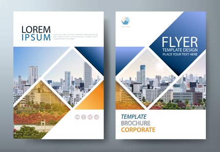 Annual report brochure flyer design template vector, Leaflet cover presentation abstract flat background, book cover templates, layout in A4 size.のイラスト素材
