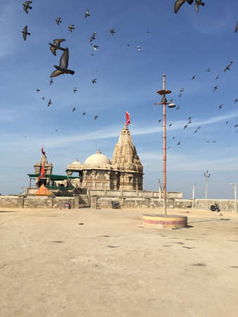 Birds flying over Temple in Indiaのeditorial素材