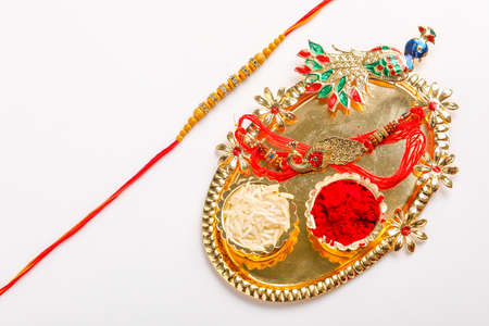 Indian festival Raksha Bandhan , colorful designer Rakhi or Wrist Bandの写真素材