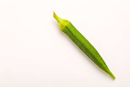 fresh okra(lady finger) on white backgroundの写真素材