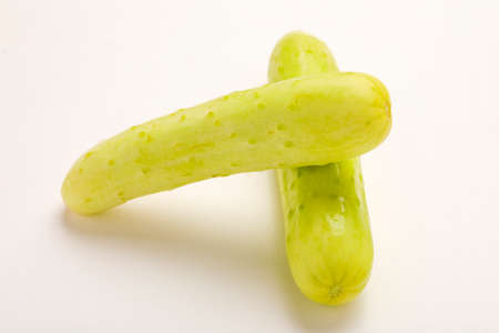 cucumbers on an isolated white backgroundの写真素材