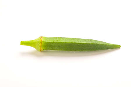 fresh okra(lady finger) on white backgroundの写真素材