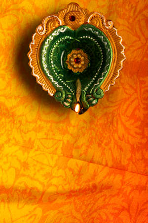 Indian Festival Diwali , oil lamp on dark backgroundの写真素材