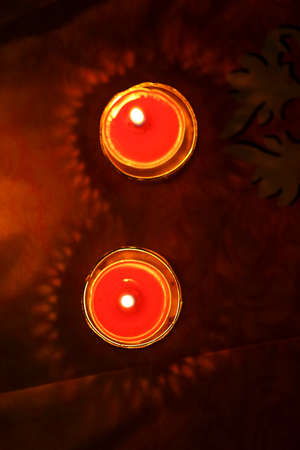 Indian festival diwali , candle on dark backgroundの写真素材