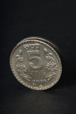 Five Rupee Indian coinの写真素材