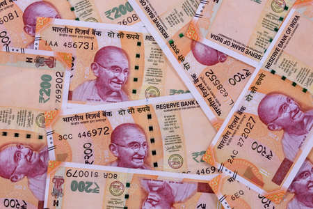 New Indian currency of 200 rupee notes background