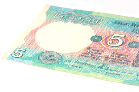 A five rupee note (Indian Currency)の写真素材