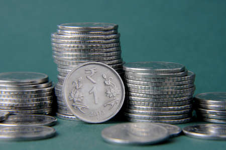 One Rupee Indian coin, Indian currency,Rupee indian currency,money concept.