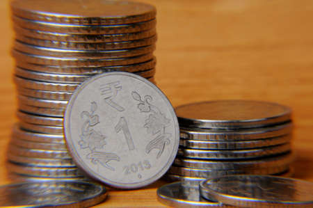 One Rupee Indian coin, Indian currency,Rupee indian currency,money concept.