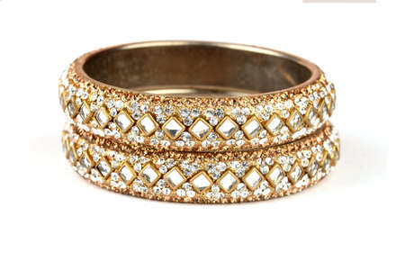 Indian Bangles. Bracelet with diamonds on a white background, Indian Traditional Jewellery,Style, fashion and design of jewelryの写真素材