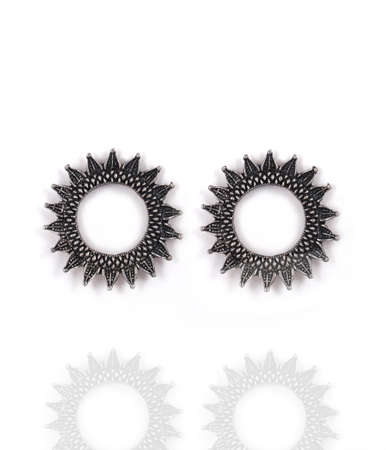 Beautiful Oriental Silver earrings jewelry (Indian, Arab, African, Egyptian), oxide Silver earrings, Fashion Exotic Asian Accessoriesの写真素材
